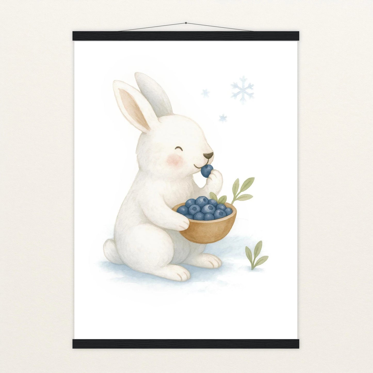 Sina der Schneehase - Motiv: "Blaubeeren" Poster mit Leisten von tinylearner