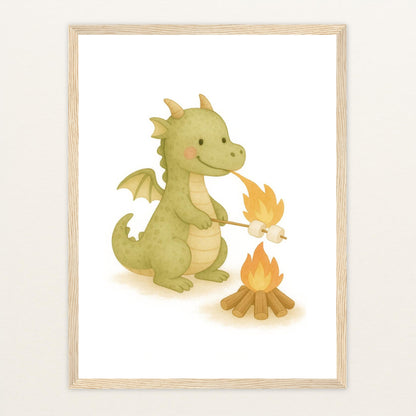 Drax der Drache - Motiv: "Marshmallows" Poster mit Holzrahmen von tinylearner