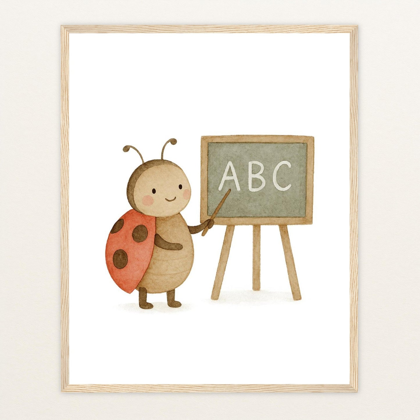 Marie der Marienenkäfer - Lehrer Poster mit Holzrahmen von tinylearner