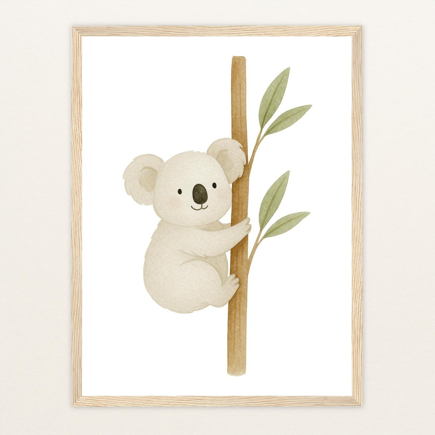 Kori der Koala Poster mit Holzrahmen von tinylearner
