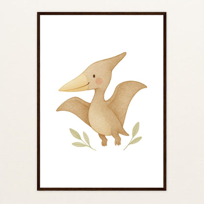 Dinosaurier Pteranodon Poster mit Holzrahmen von tinylearner