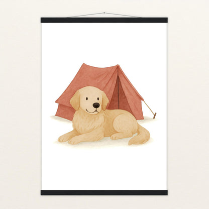 Hugo der Hund - Motiv: "Zelt" Poster mit Leisten von tinylearner