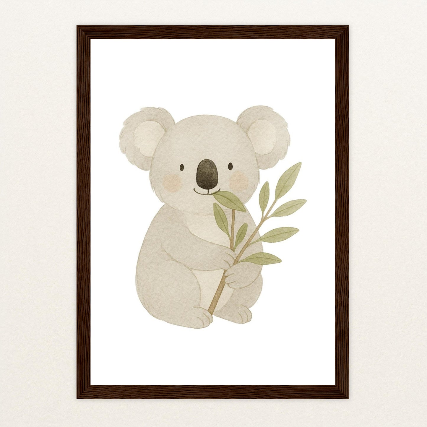 Kori der Koala - Motiv: "Eukalyptus" Poster mit Holzrahmen von tinylearner
