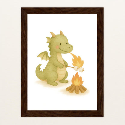 Drax der Drache - Motiv: "Marshmallows" Poster mit Holzrahmen von tinylearner