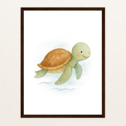 Sora die Schildkröte Poster mit Holzrahmen von tinylearner