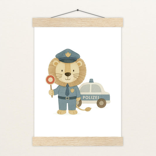 Leo der Löwe - Motiv: "Polizei" Poster mit Leisten von tinylearner