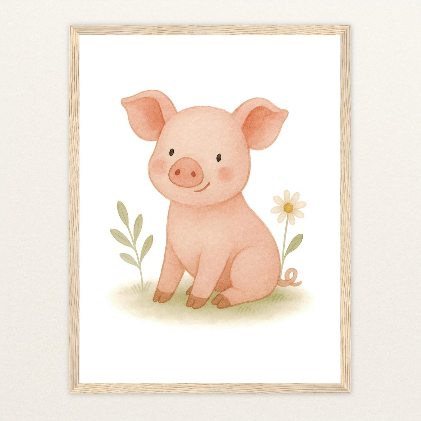Susi das Schwein Poster mit Holzrahmen von tinylearner