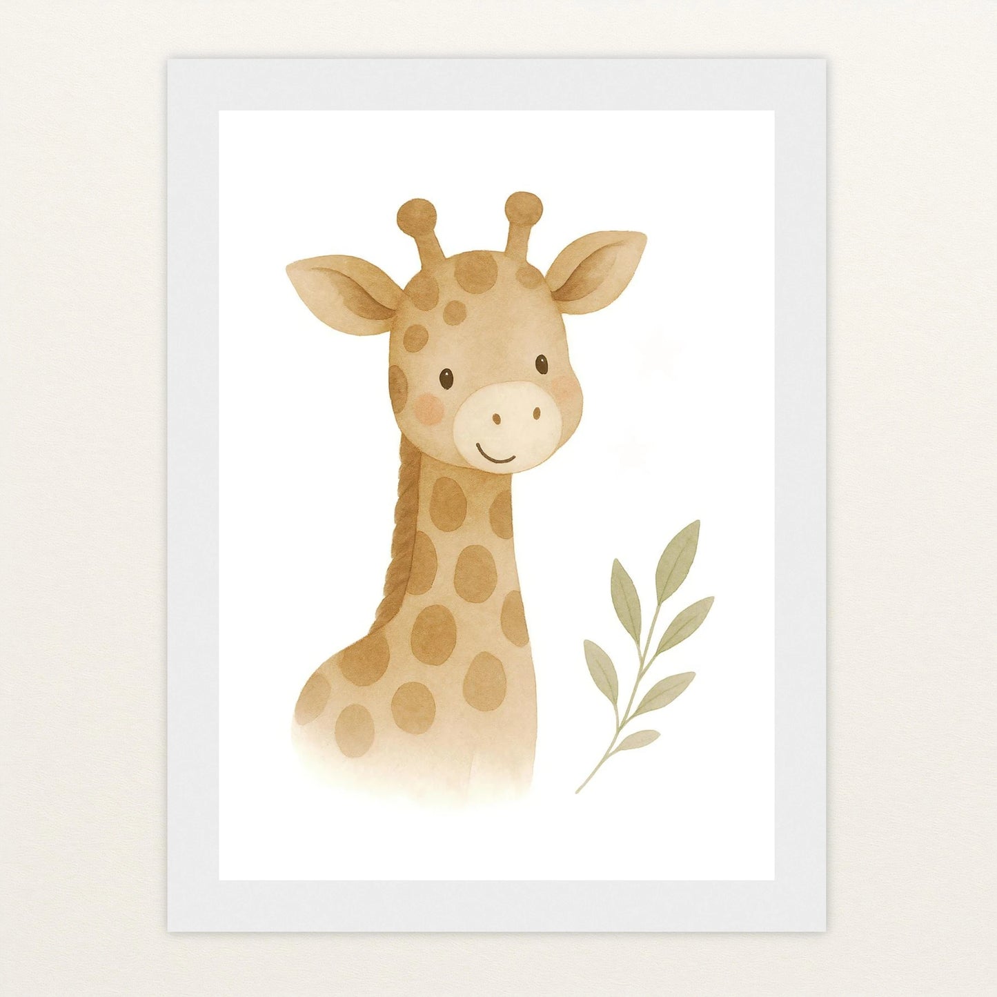Greta die Giraffe Poster mit Holzrahmen von tinylearner
