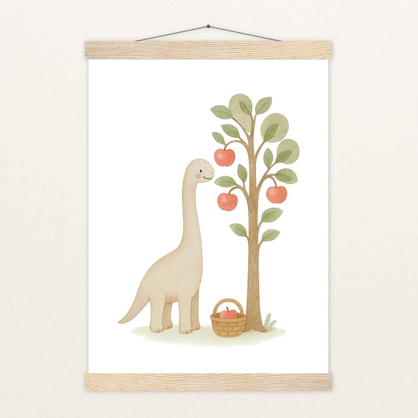 Dinosaurier Brachiosaurus - Motiv: "Apfelbaum" Poster mit Leisten von tinylearner