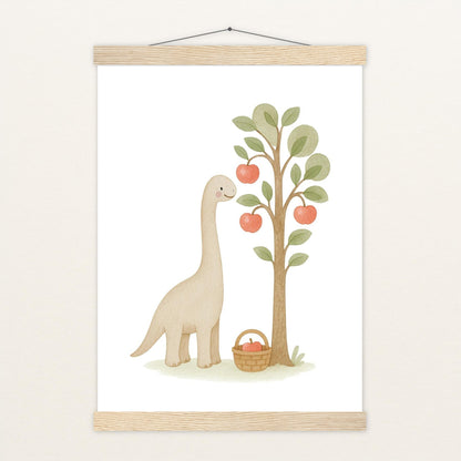 Dinosaurier Brachiosaurus - Motiv: "Apfelbaum" Poster mit Leisten von tinylearner