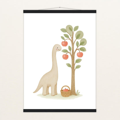 Dinosaurier Brachiosaurus - Motiv: "Apfelbaum" Poster mit Leisten von tinylearner