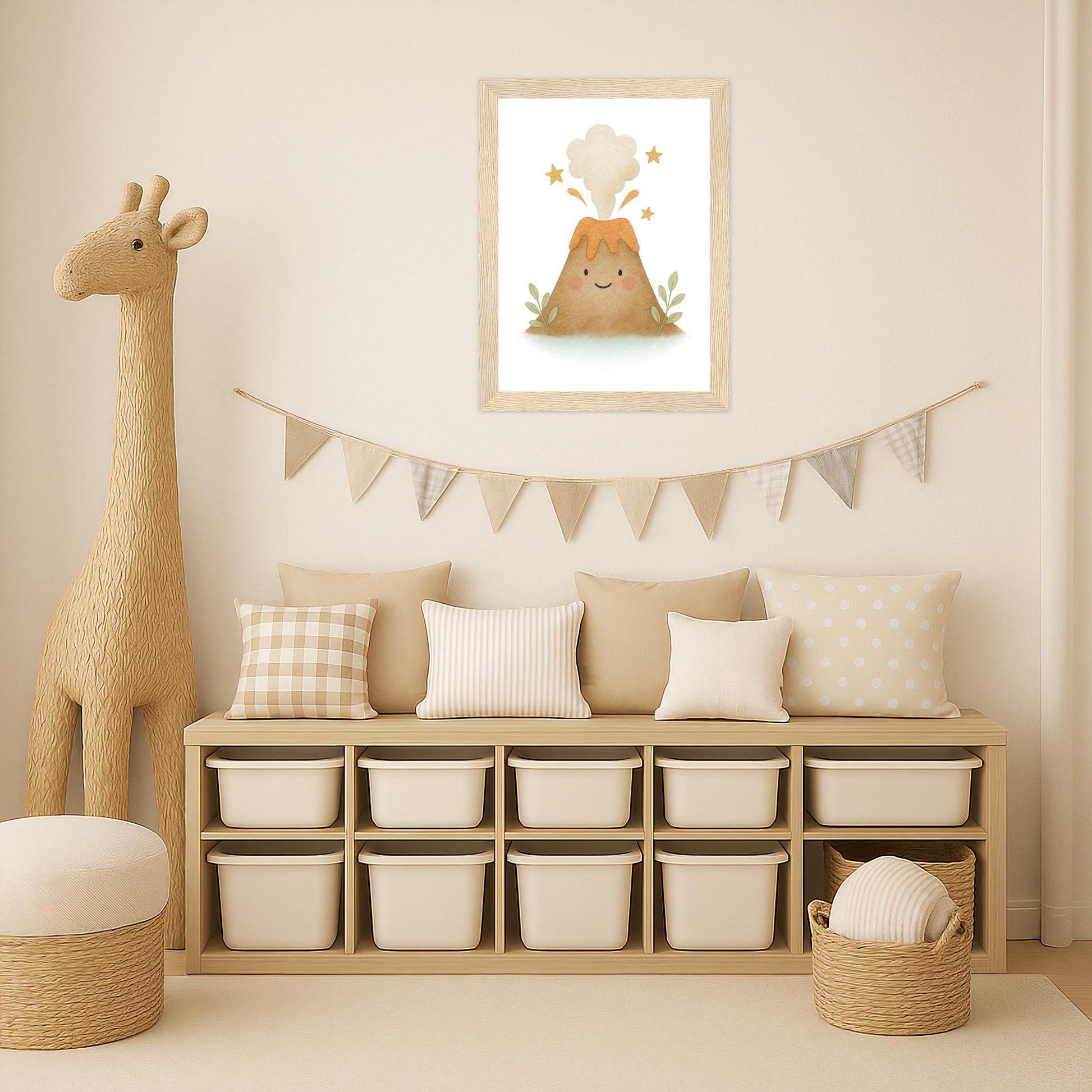 Vulkan Poster mit Holzrahmen von tinylearner