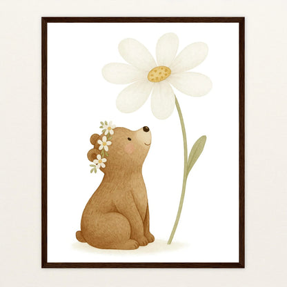 Balu der Bär - Motiv: "Gänseblümchen" Poster mit Holzrahmen von tinylearner