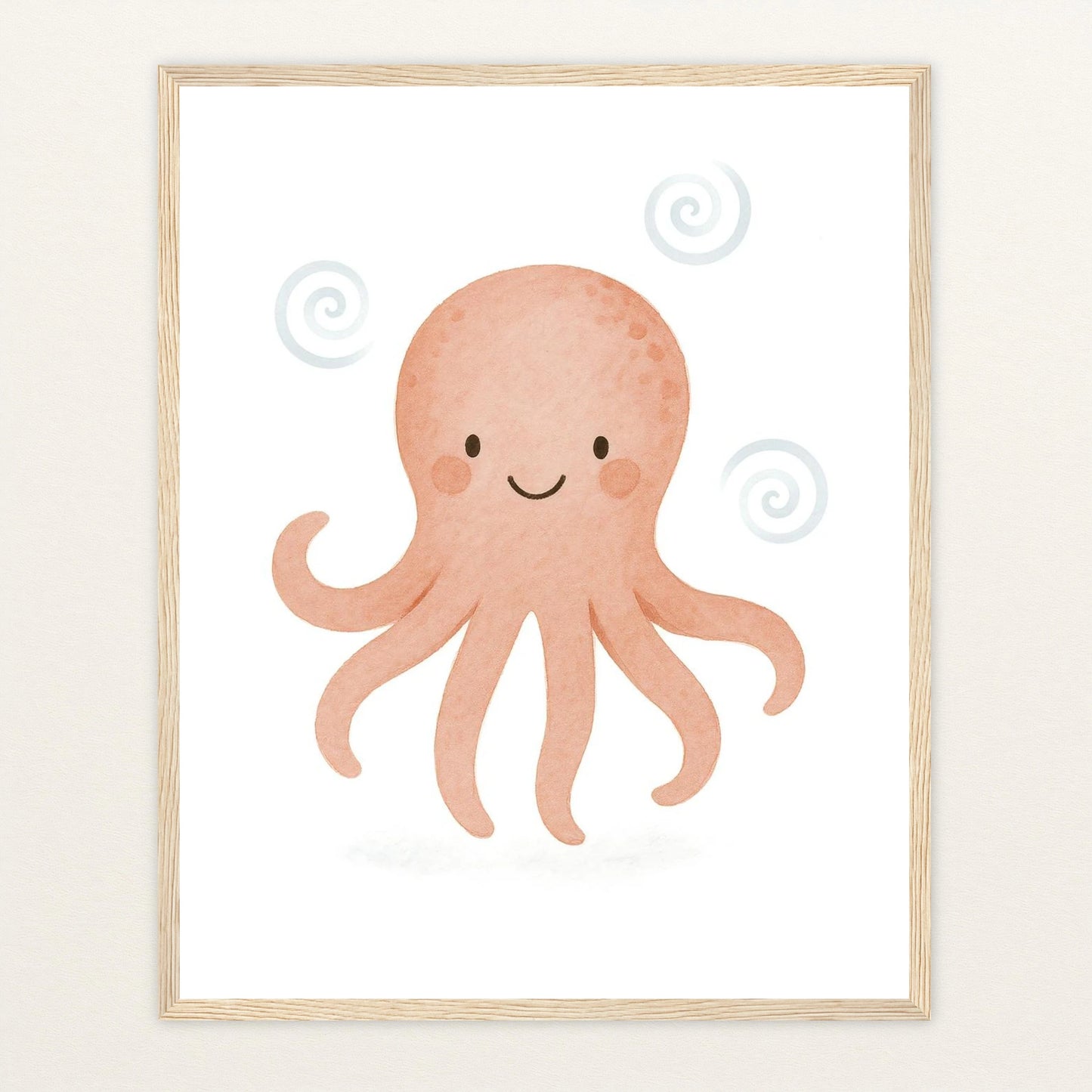 Tilli der Tintenfisch Poster mit Holzrahmen von tinylearner