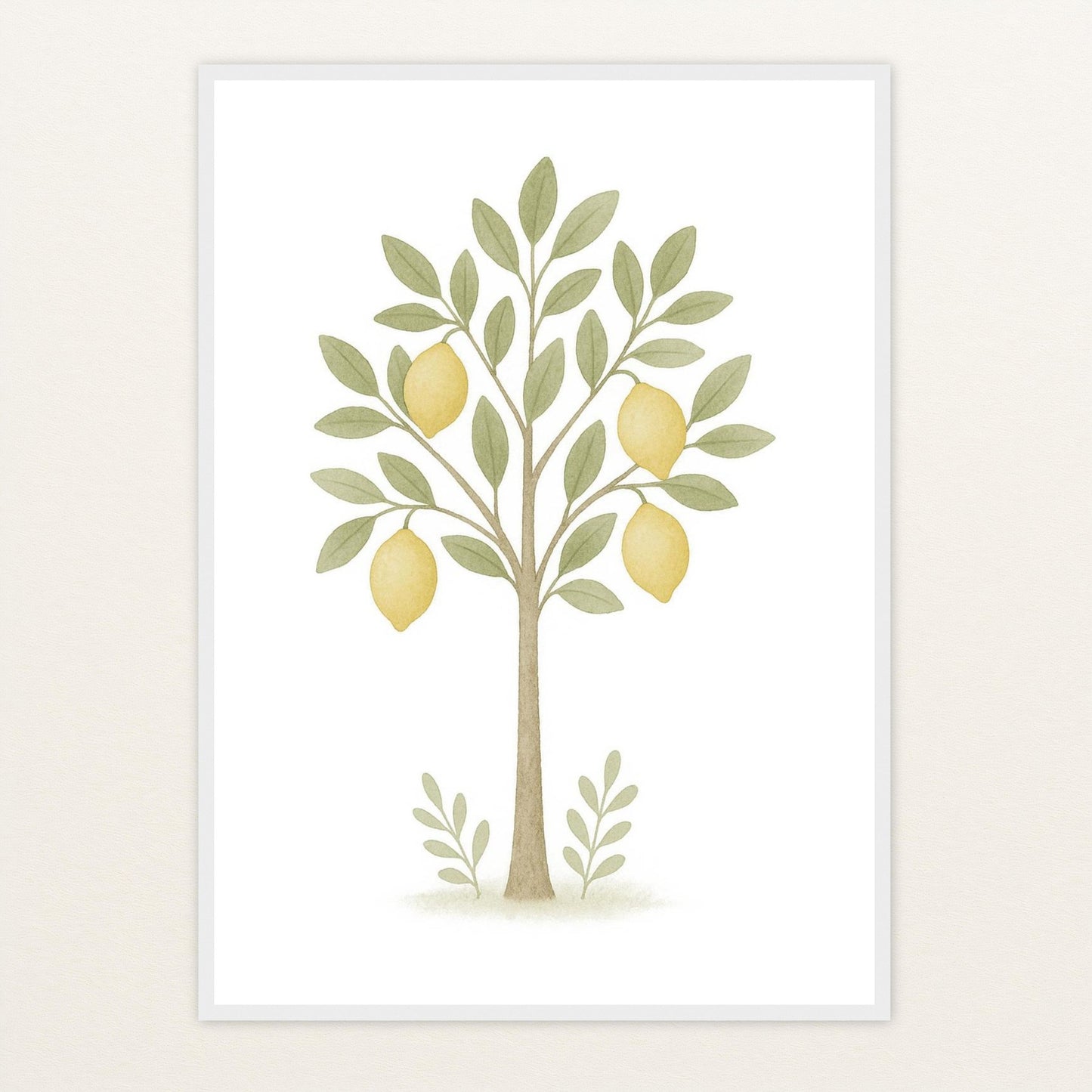 Zitronenbaum Poster mit Holzrahmen von tinylearner
