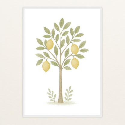 Zitronenbaum Poster mit Holzrahmen von tinylearner