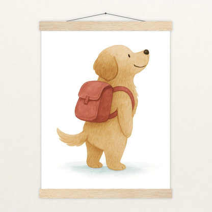 Hugo der Hund - Motiv: "Rucksack" Poster mit Leisten von tinylearner