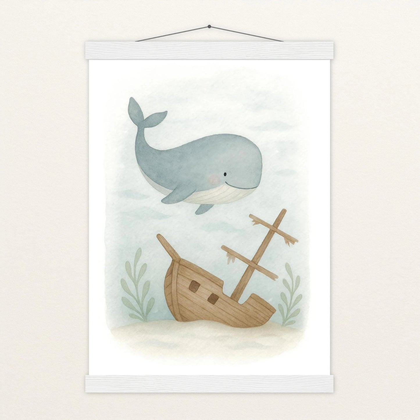 Willi der Wal - Motiv: "Schiffswrack" Poster mit Leisten von tinylearner