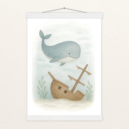 Willi der Wal - Motiv: "Schiffswrack" Poster mit Leisten von tinylearner
