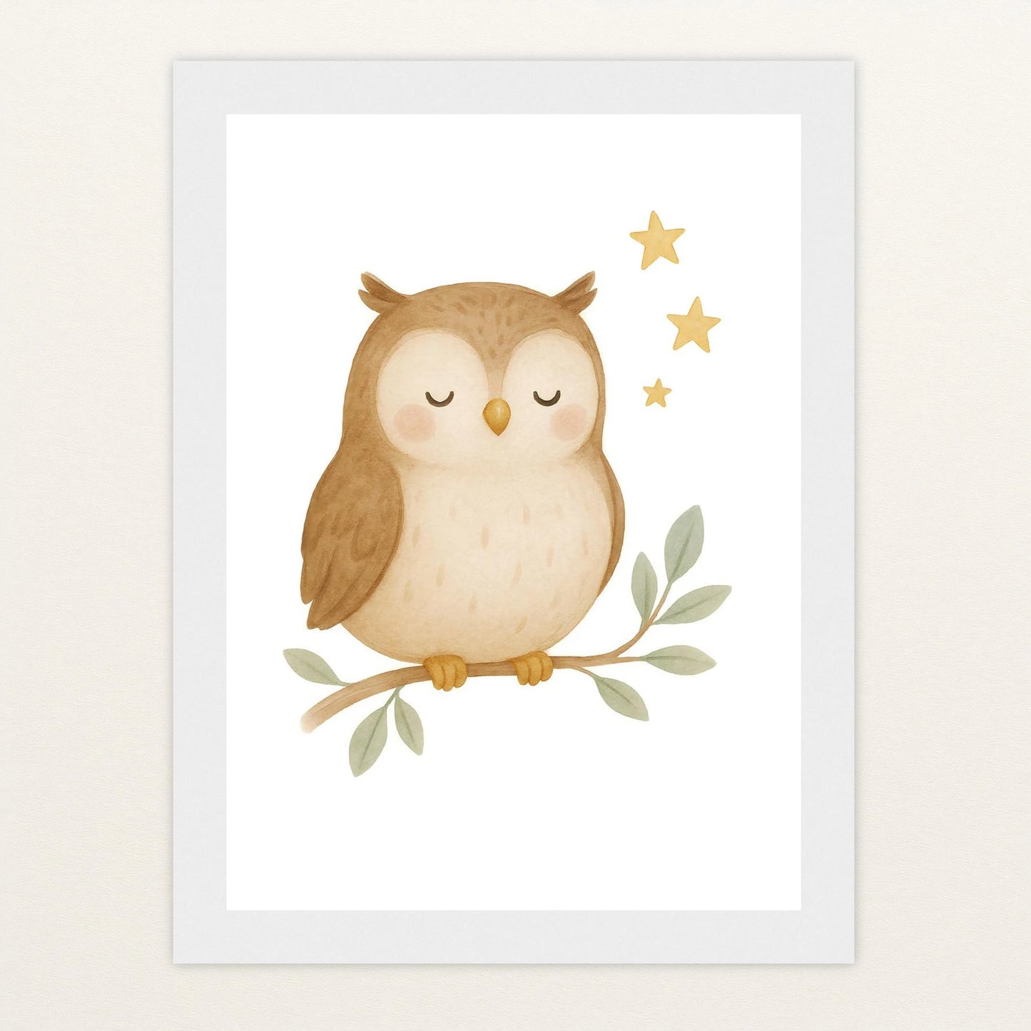 Emmi die Eule Poster mit Holzrahmen von tinylearner