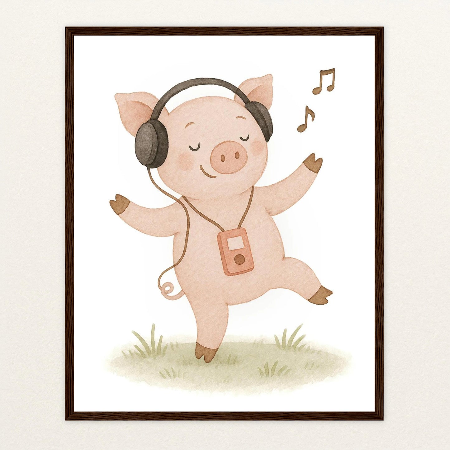 Susi das Schwein - Motiv: "Musik" Poster mit Holzrahmen von tinylearner