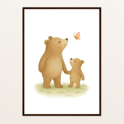 Balu der Bär - Motiv: "Schmetterling" Poster mit Holzrahmen von tinylearner