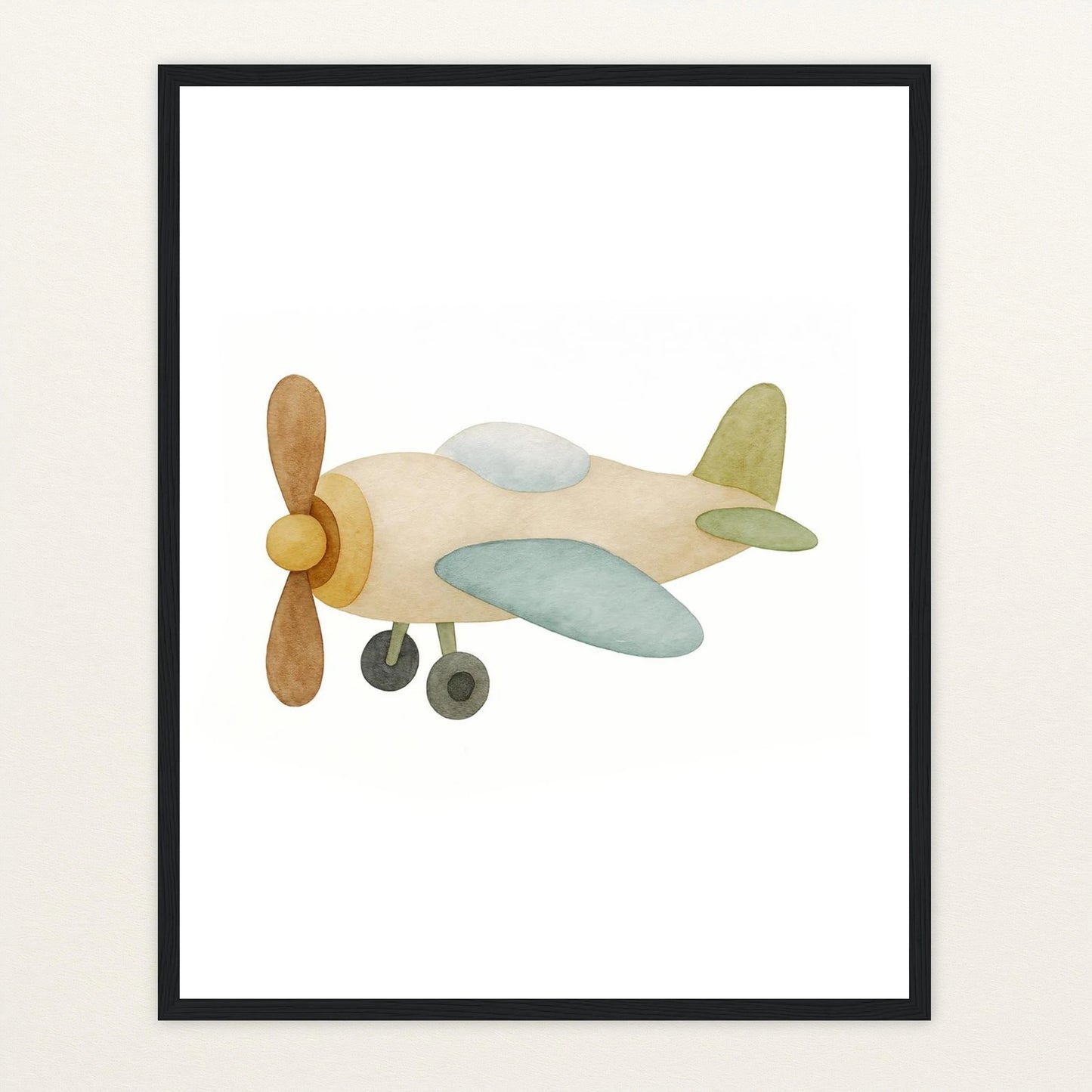 Propellerflugzeug Poster mit Holzrahmen von tinylearner