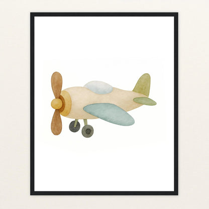 Propellerflugzeug Poster mit Holzrahmen von tinylearner
