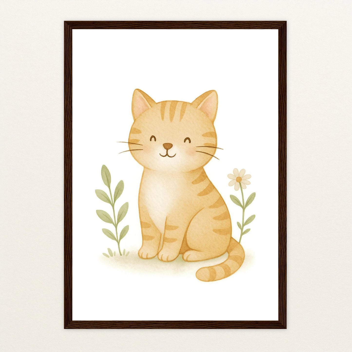 Kira die Katze Poster mit Holzrahmen von tinylearner