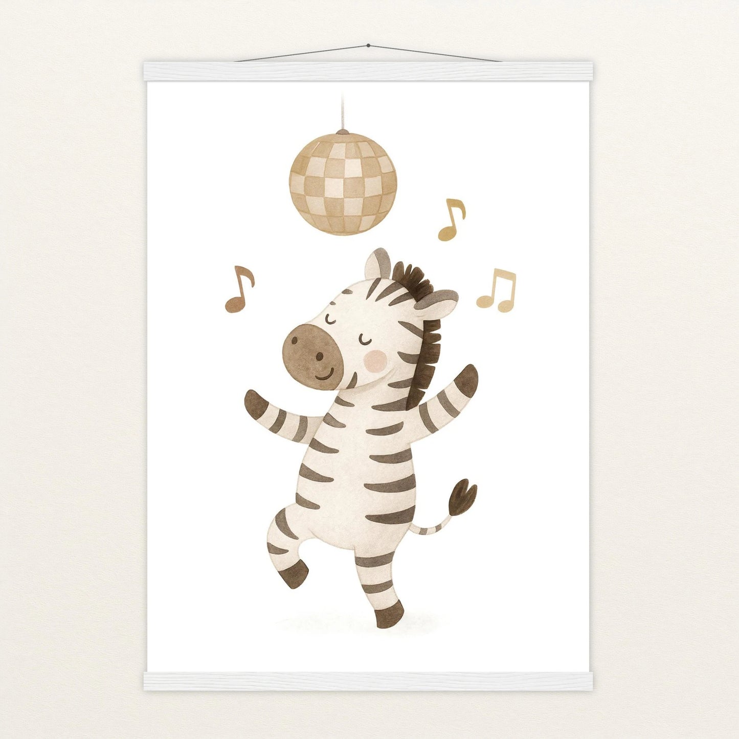 Zinni das Zebra - Motiv: "Tanzen" Poster mit Leisten von tinylearner