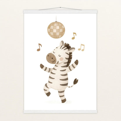 Zinni das Zebra - Motiv: "Tanzen" Poster mit Leisten von tinylearner