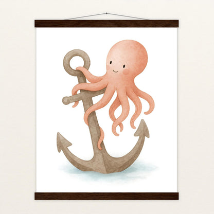 Tilli der Tintenfisch - Motiv: "Anker" Poster mit Leisten von tinylearner