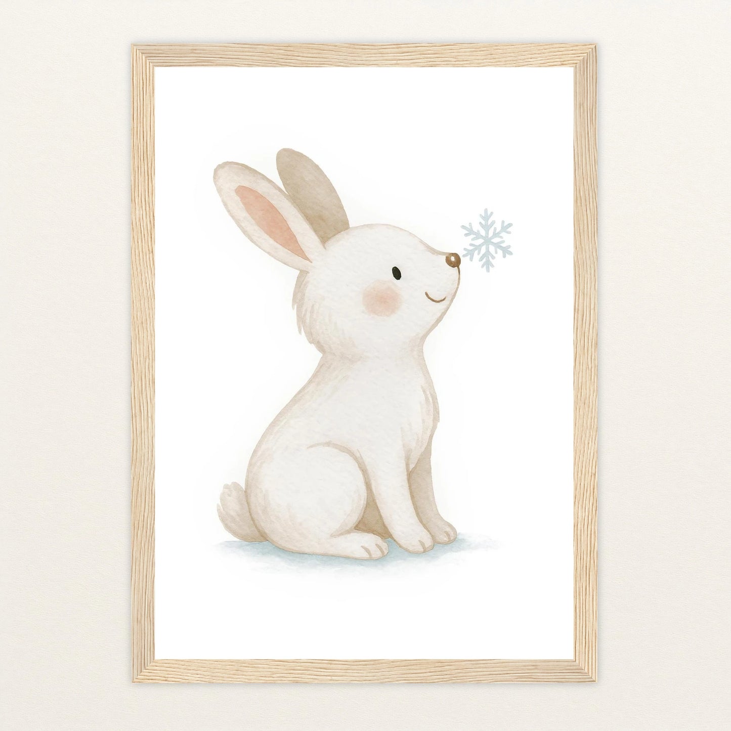 Sina der Schneehase Poster mit Holzrahmen von tinylearner