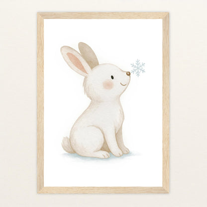 Sina der Schneehase Poster mit Holzrahmen von tinylearner