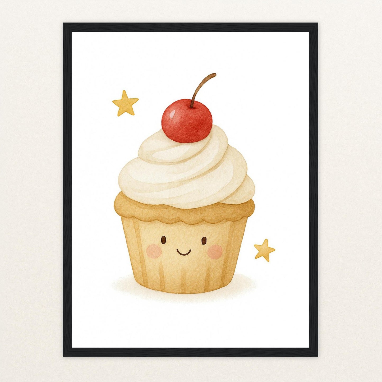 Süßes: Cupcake Poster mit Holzrahmen von tinylearner
