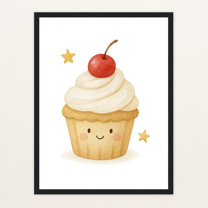Süßes: Cupcake Poster mit Holzrahmen von tinylearner