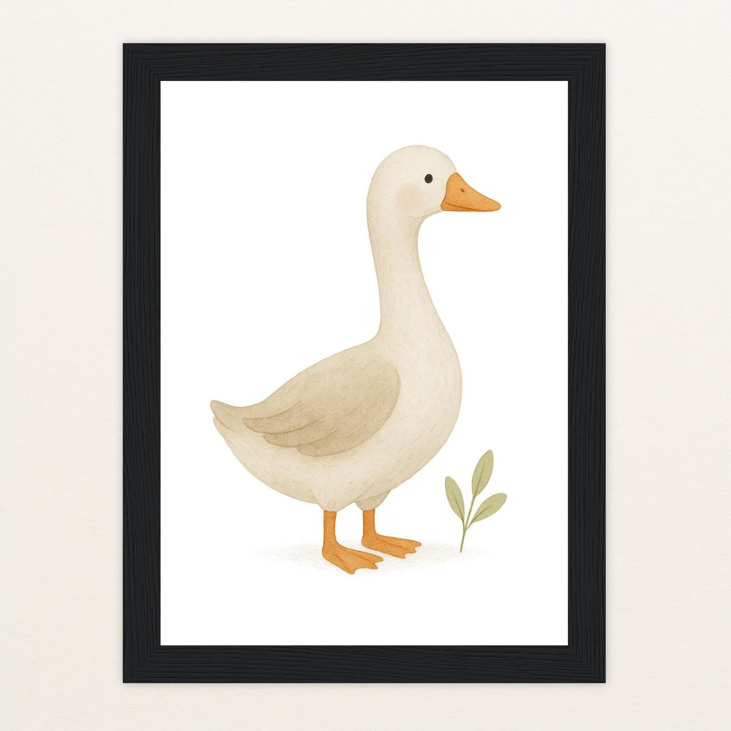 Gusi die Gans Poster mit Holzrahmen von tinylearner