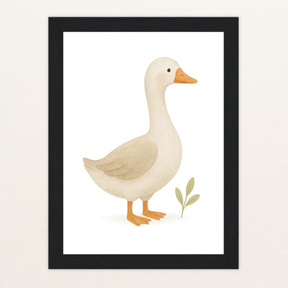 Gusi die Gans Poster mit Holzrahmen von tinylearner