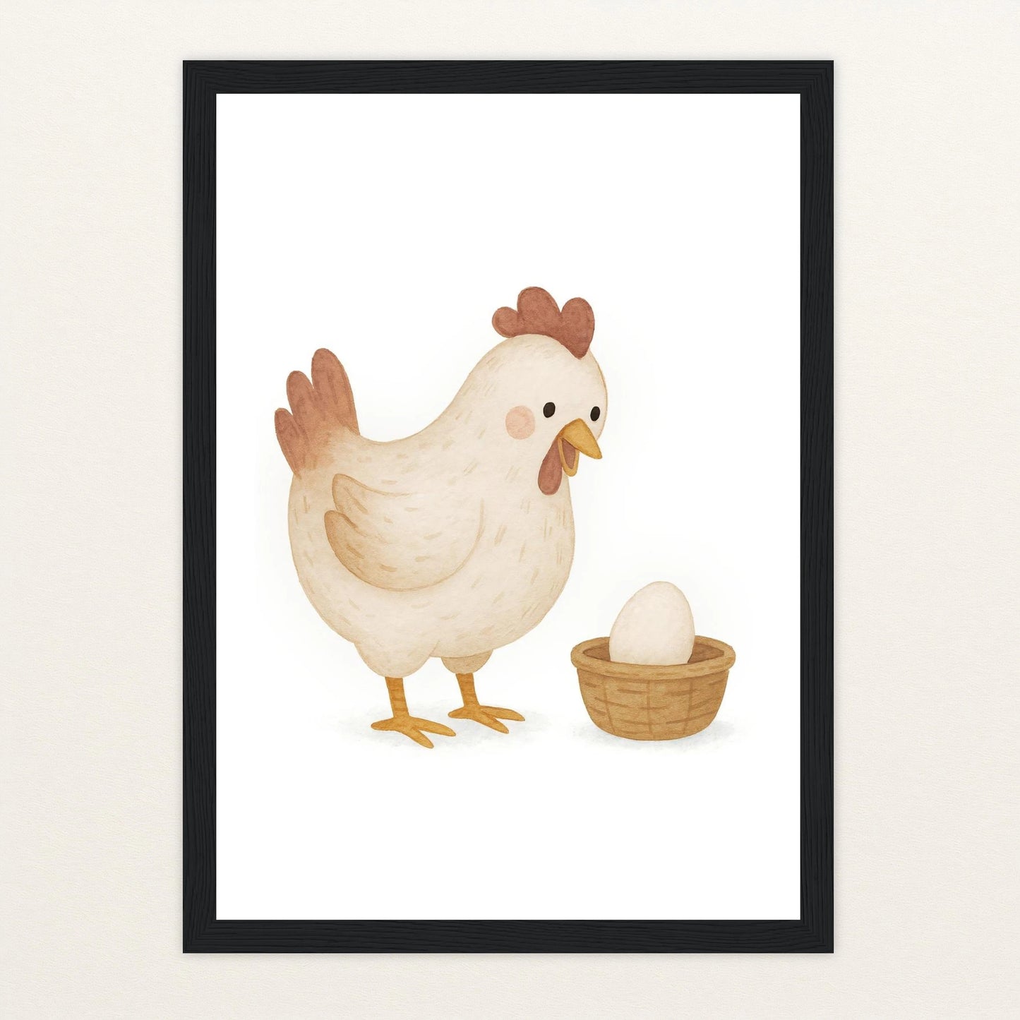 Hanni das Huhn - Motiv: "Ei" Poster mit Holzrahmen von tinylearner