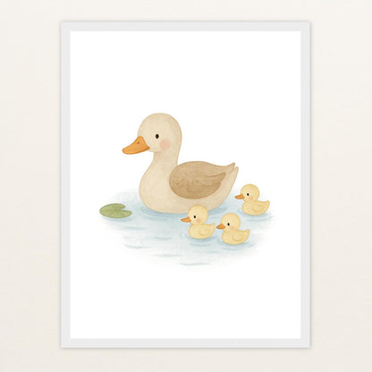 Gusi die Gans - Motiv: "Teich" Poster mit Holzrahmen von tinylearner
