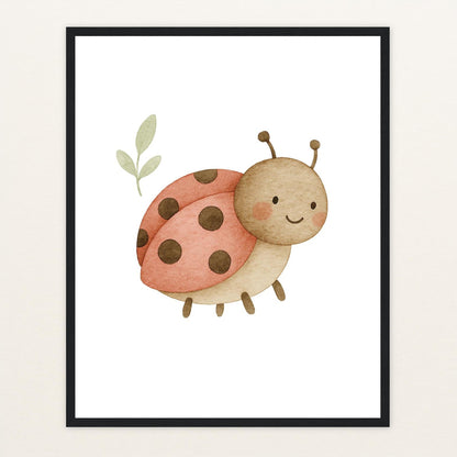 Marie der Marienenkäfer Poster mit Holzrahmen von tinylearner