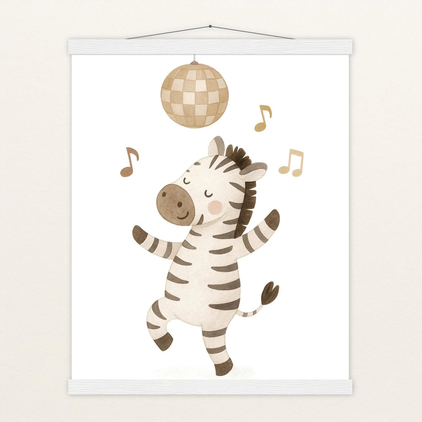 Zinni das Zebra - Motiv: "Tanzen" Poster mit Leisten von tinylearner