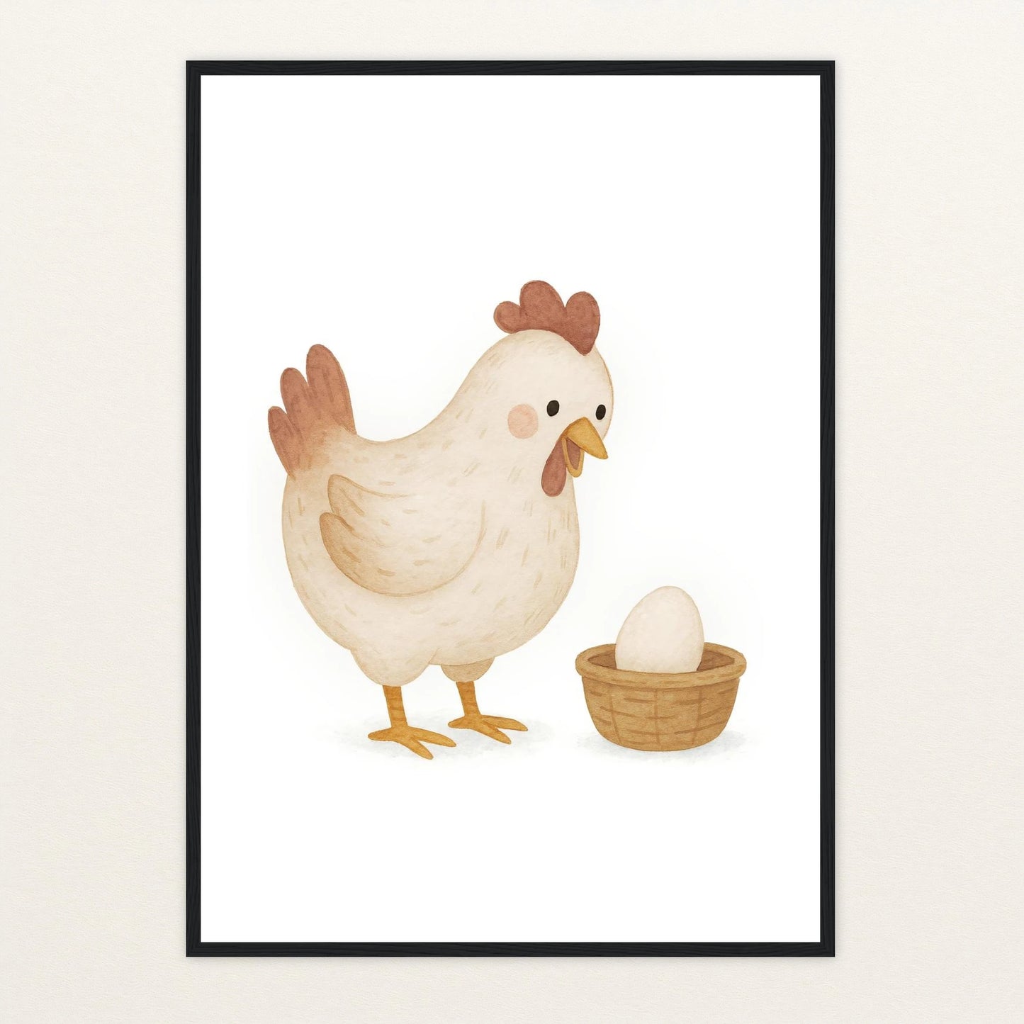 Hanni das Huhn - Motiv: "Ei" Poster mit Holzrahmen von tinylearner