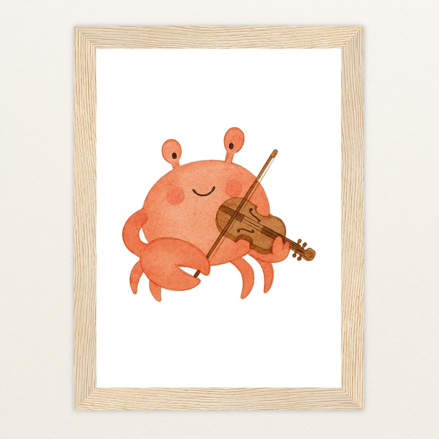 Krabbi der Krebs - Motiv: "Geige" Poster mit Holzrahmen von tinylearner