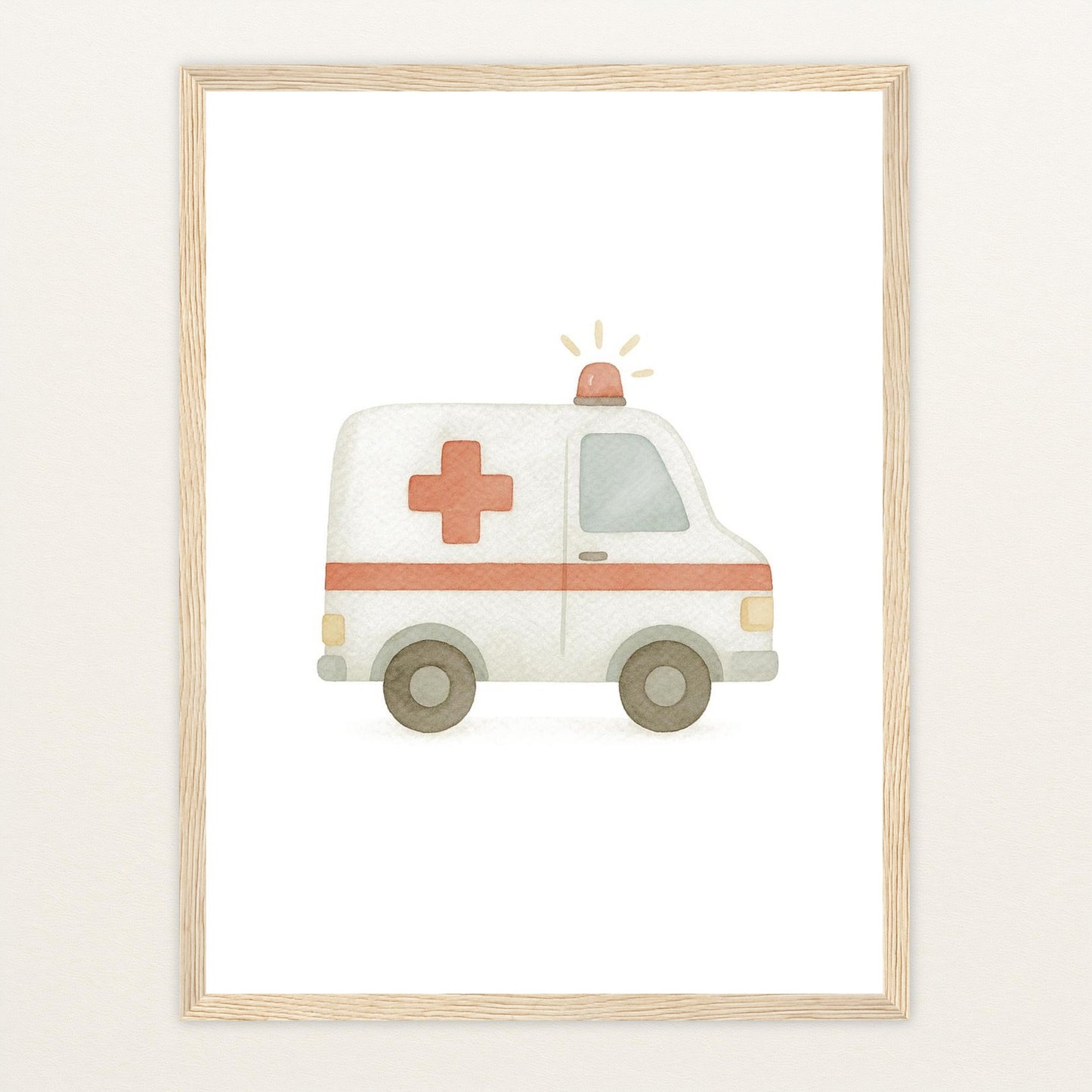 Krankenwagen Poster mit Holzrahmen von tinylearner