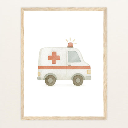 Krankenwagen Poster mit Holzrahmen von tinylearner