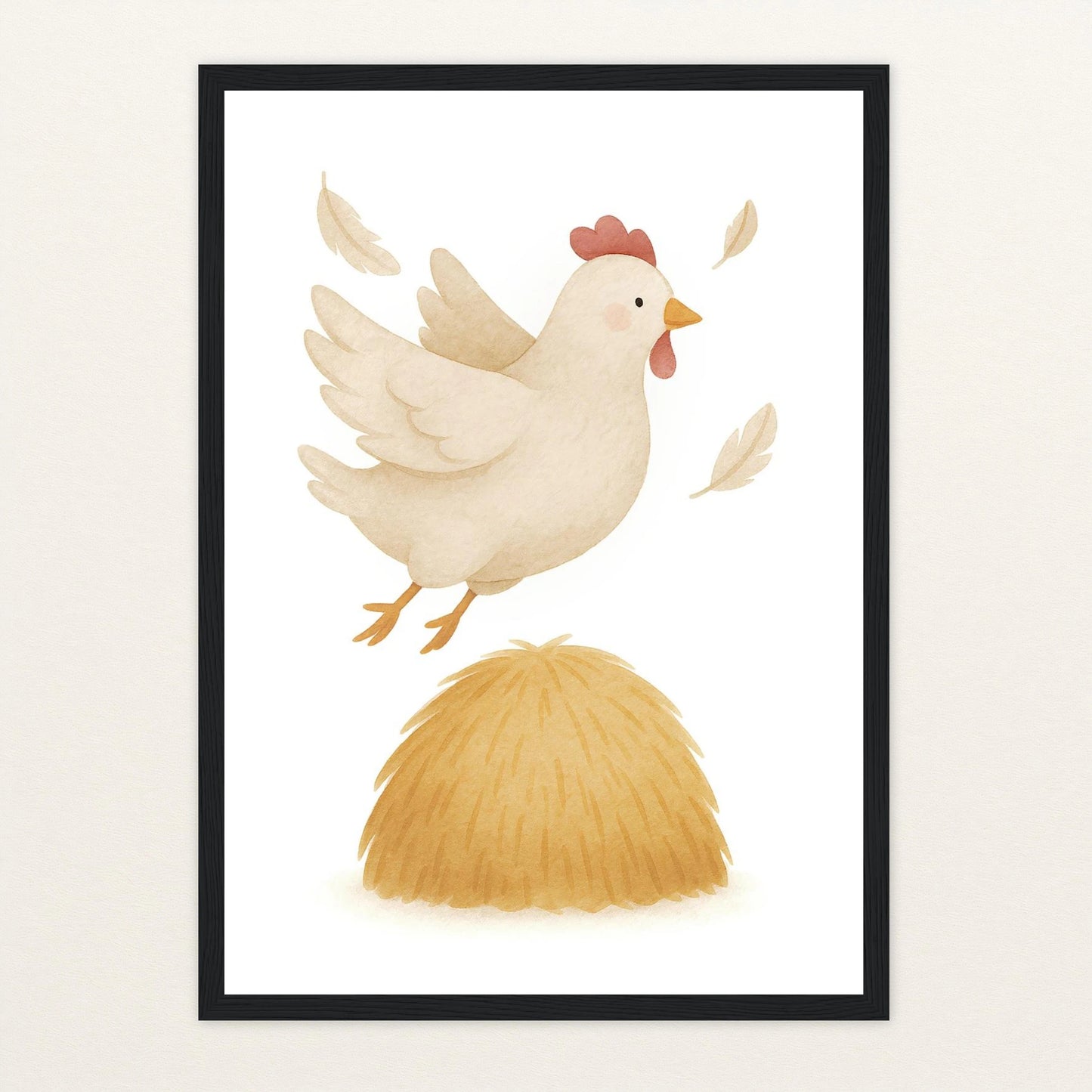 Hanni das Huhn - Motiv: "Heu" Poster mit Holzrahmen von tinylearner