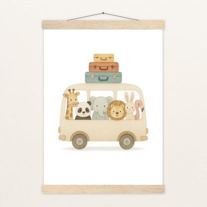 Tierfreunde - Motiv: "Reisebus" Poster mit Leisten von tinylearner