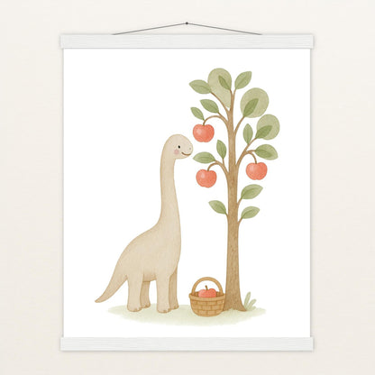 Dinosaurier Brachiosaurus - Motiv: "Apfelbaum" Poster mit Leisten von tinylearner