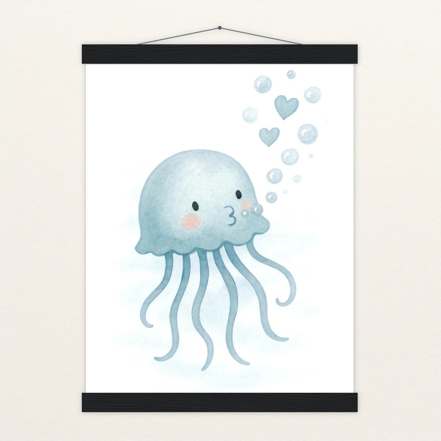 Quinn die Qualle - Motiv: "Luftblasen" Poster mit Leisten von tinylearner
